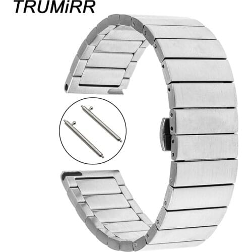 Quick Release Stainless Steel Band for Pebble Time Round 20mm Men Huawei Watch 2 Bradley Timepiece Butterfly Buckle Wrist Strap