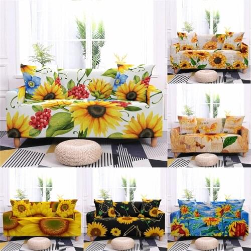 Sunflower Flowers Print Stretch Sofa Cover Elastic Couch Cover L Shaped Cover Sofa Slipcovers For Living Room 1/2/3/4 Seaters