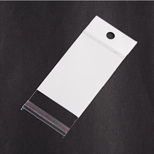DIY Ornament Plastic White Transparent Packaging Bag with Hanging Head OPP Bag Self-Adhesive Bag 500 Pieces a Pack