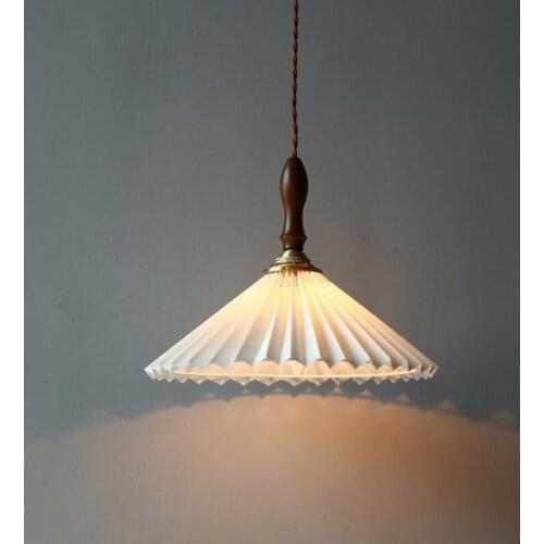 Nordic Brass Walnut Folded Chandelier Home Decor Bedroom Bedside Lamp Indoor Lighting E14 Ceiling Lamp