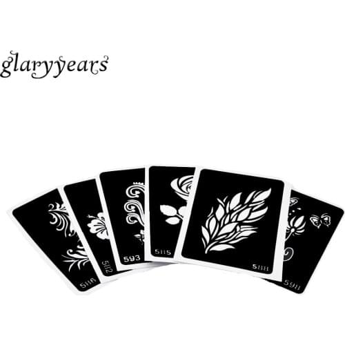 6 Pieces Small Henna Tattoo Stencil Flower Grass Style Body Art Airbrush Painting Indian Tattoo Stencil Temporary 2019 Number#04