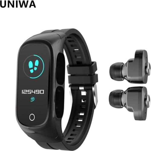 UNIWA 2-In-1 N8 Smart Watch Heart Rate Blood Pressure Smart Band Bluetooth 5.0 TWS Earphones Smart Watch Headphones Bracelet