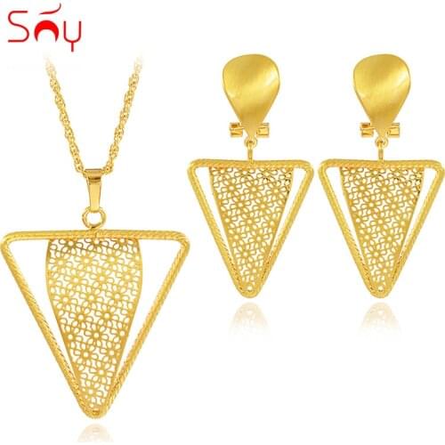 Sunny Jewelry Trendy Triangle Jewelry Sets For Women Necklace Earrings Pendant Jewelry Sets For Party Wedding Engagement Jewelry