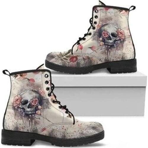 Digital Printing Womens Boots Autumn Ladies High-top Martin Boots Women 2020 British PU Womens Shoes Fashion Tooling Boots