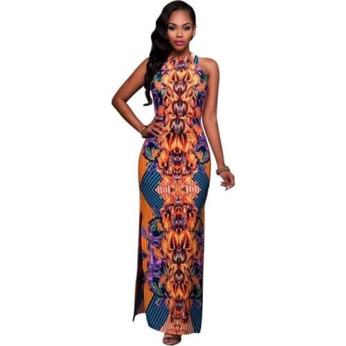 S-2XL o neck sleeveless long dress night evening party maxi dress brand summer holiday casual leisure brand floral print dress