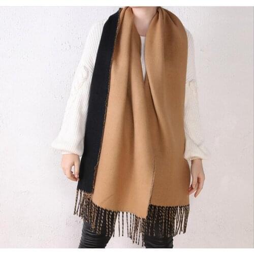 Winter Scarf Women Cashmere Warm Pashmina Double Side Foulard Female Scarves Wraps Thick Soft Bufanda Solid Shawl Long Stole