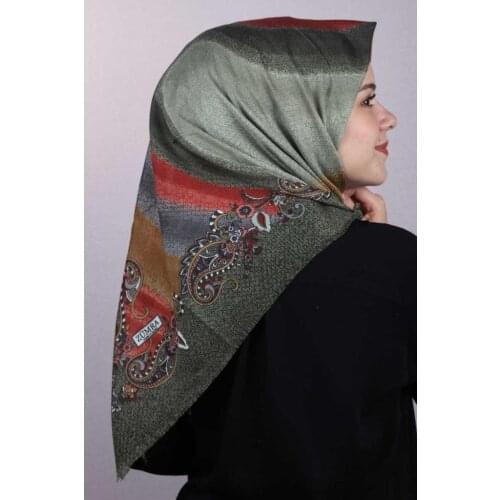 ZÜMRA PATTERNED LINEN FLAMLI SCARF-DESEN-01-RENK-14