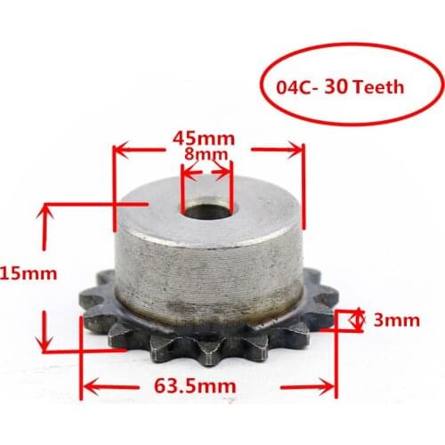 04C,30 Teeth Gear,63.5mm Out Diameter,8mm Inner Hole,ANSI Standard Industrial Drive Roller Chain Sprockets