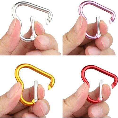 1Pcs Aluminum Alloy Hanging Buckles Shaped Outdoor Safe Lightweight Sturdy Heart Buckle Carabiner Multi-color Carabiner