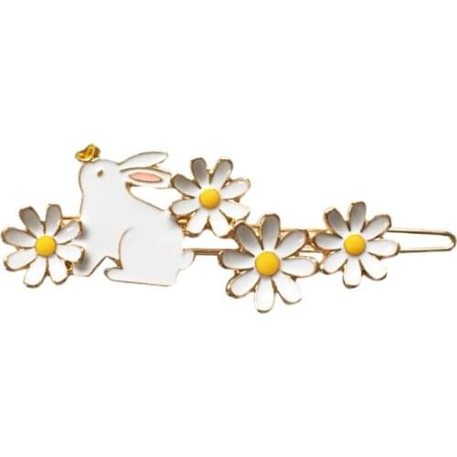 10 pcs/lot fashion accessories metal ename daisy rabbit barrettes hairclip hair pin clip Clamp Ornaments