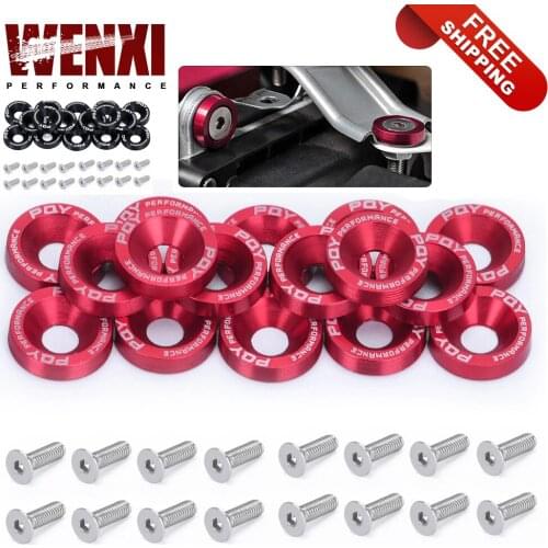 16PCS M6 Car Modified Hex Fasteners Fender Washer Bumper Engine Concave Screws Fender Washer License Plate Bolts Car styling