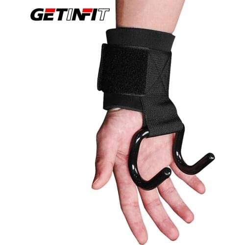 Getinfit 2PCS/Lot Weight Lifting Hook Hand Bar Wrist Straps Glove Weightlifting Strength Training Gym Fitness Hook Support Lift