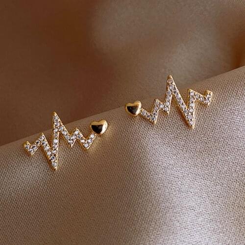 2021 Korean Earrings Fashion Jewelry Love Heartbeat Rhinestone Stud Earrings Statement Earrings Snake Earrings Womens Jewelry