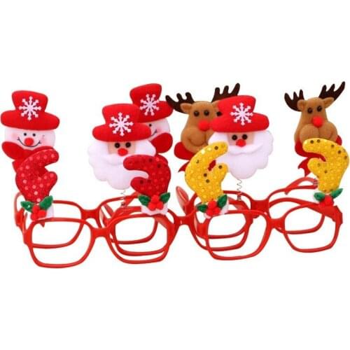 24 Pcs Cute Christmas Decoration Glasses Frame Santa Claus Snowman Bear Elk Spring Plush Dolls New Year Gifts Children Adults