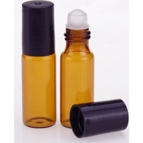 3ml 5ml Amber roll on glass roller bottles for essential oil roll-on refillable perfume bottle deodorant containers vial LX1343