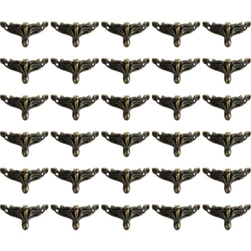 30 PCS Antique Jewelry Box Feet Leg Wood Case Corner Protector Decorative Furniture Legs for DIY Jewelry Chest Gift Box Wood Box