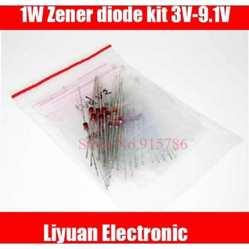 60pcs/lot 1W Zener diode kit 3V-9.1V 12valuesX5pcs=60pcs,Electronic Components Package,Zener diode Assorted Kit