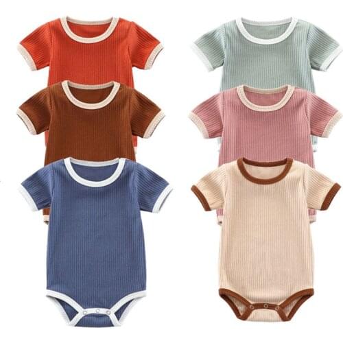 Bodysuit For Newborns Baby Girl/Boy Summer Clothes Cotton Infant Clothing Baby Romper Short Sleeve Solid Color Newborn Clothes