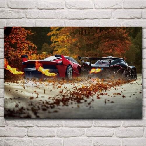 Racing cars backfire exaust flare vehicle sport fantasy living room home wall art decor print wood frame fabric poster KP594