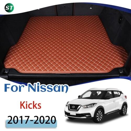 For Nissan Kicks 2017-2020 Custom Leather Car Trunk Mats Rear Trunk Floor Mat Tray Carpet Cargo Liner boot mat Car Accessories