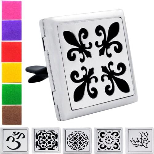 Square Magnet 316 Stainless Steel Car Aromatherapy Locket Free Pads Essential Oil Car Perfume Lockets Drop Shipping