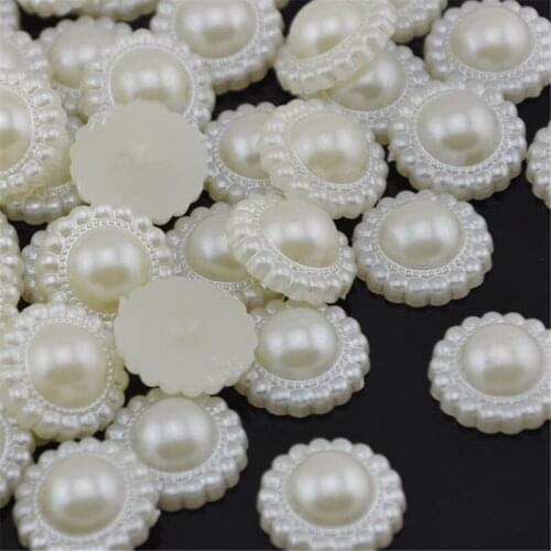 Hot 30pcs Beige Plastic Imitation Pearl Flatback No Hole Acessories 20mm