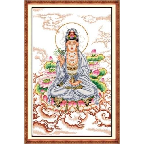 Guanyin sitting on a Lotus(2) cross stitch kit 14ct 11ct count print canvas stitching embroidery kits