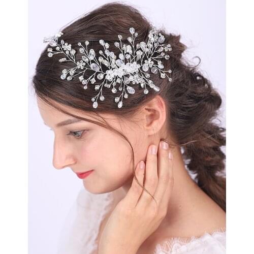 Silver Rose Gold Wedding Headband Shiny Rhinestones Crystal Headwear Beautiful elegant women Ornaments Bridal Shower Decoration
