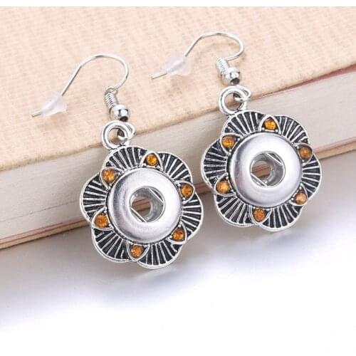 New 12mm Snap Button Earring Jewelry Flower Metal Snap Earrings Eardrop 12mm Snap Earrings Hot Sale Snap Jewelry 4774