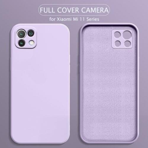 Silicone Phone Case For Xiaomi Mi 11 Lite Mi11 Ultra Matte Square Camera Protective Soft Cover on Silicon mi 11 Pro