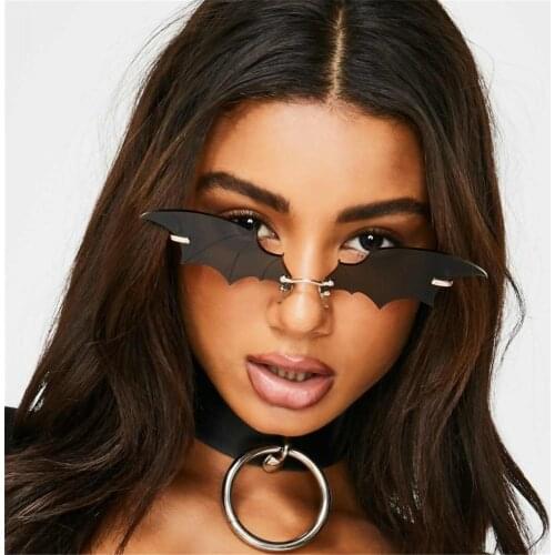 Fashion unisex Sunglasses Rimless Retro Bat Shape True Film Sun Glasses Ladies UV400 Trending Luxury Narrow Eyewear Streetwear