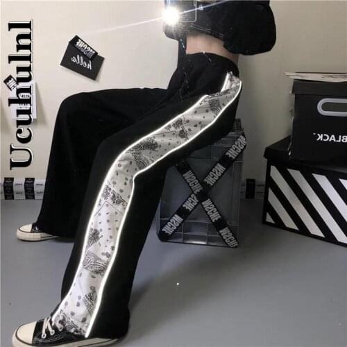 Ucuhulnl Sweatpants Women Streetwear 2021 Korean Style Reflective Clothing Sports Pants Street Style Fashion Trousers Female