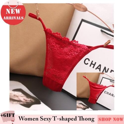 Women Sexy Thong Erotic Briefs Lace Panties Underwear Transparent thong thin seamless cotton crotch thin belt T-shaped panties
