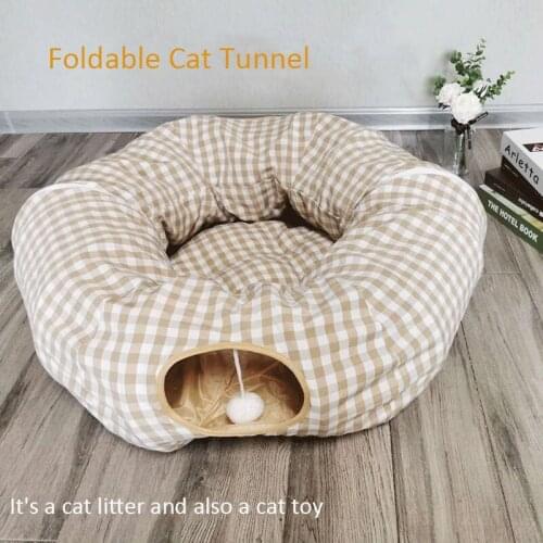 Indoor foldable cat litter tunnel pet toy Oxford cloth large diameter long wrinkle large cat puppy pet supplies