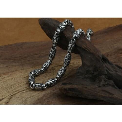 Heavy Solid 925 Sterling Thai Silver Cylinder Lection Chain Necklace 8mm A4597