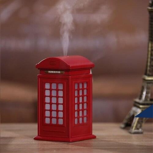 Ultrasonic Mist Maker Fogger Telephone Booth with 7 Color Changing LED Lamp Atomizer Car Mini USB Air Humidifier 300ML