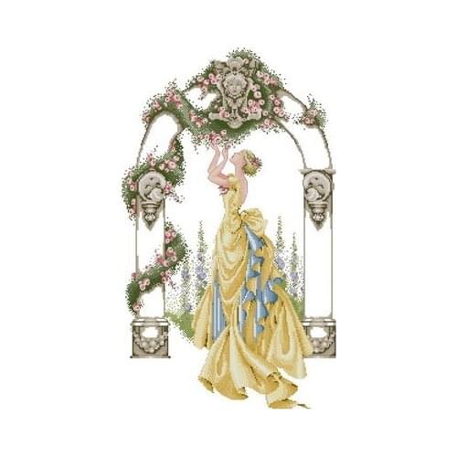 MD-03 Rose Gate Court (14CT) ( Counted Cross Stitch 11CT 14CT 18CT Cross Stitch Kits Embroidery Needlework Sets