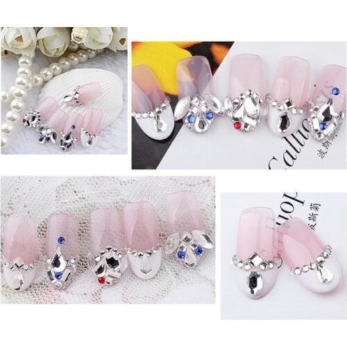 100pcs/lot hotfix high quality clear Crystal for nail art decorate square,oval shape clear glitter rhinestone