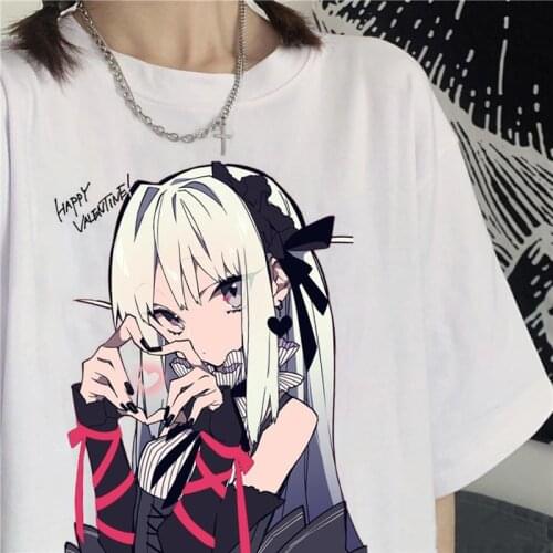 Women T-Shirt Kawaii Cartoon Gril Tops Casual Short Sleeve Punk Crop Bear T Shirt Harajuku Female Clothing Oversized T-Shirt