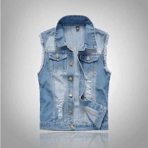 2018 mens denim vest large size mens vest