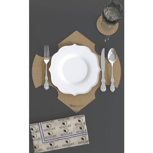 2pcs/set Solid Design Placemats With Coaster Non Slip Table Mats Kitchen Wood Mdf Accessories Home Pad Coaster Dining Table