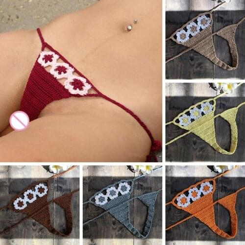 2020Super Mini Micro G-strings Thongs Hot Sexy Bikini Bottom Hot Womens Swimwear Crochet Cotton Brazilian Side String Tie Thong