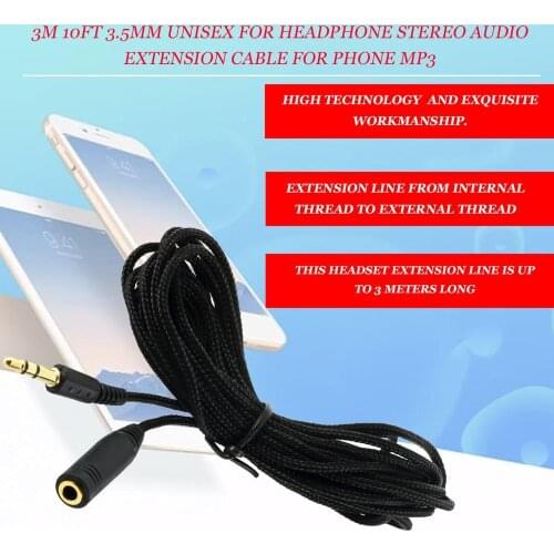 10ft 3.5mm Earphone Extension CableUnisex For Headphone Stereo Audio Extension Cable Cord Adapter For Phone MP3