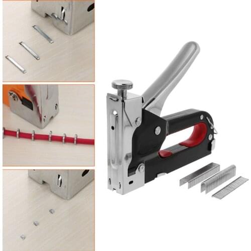 3 Way Manual Heavy Duty Stapler Staple Gun Nailer Tacker With Staples Nails Set For Upholstery Wood Framing Door Furniture Finis