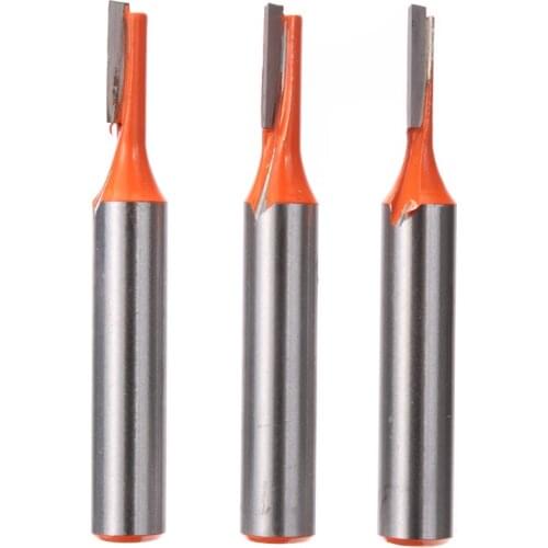 3pcs 8mm Shank Straight Single Flute Bit Wood Milling Cutter Carbide Groove Cutter Router Bits for Woodworking Tool