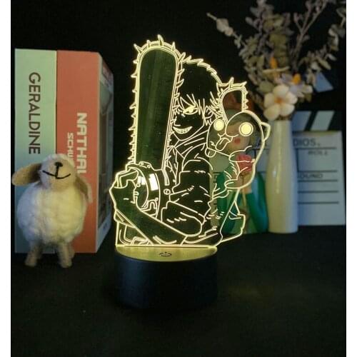 Japanese Anime Chainsaw Man 3D Led Night Light for Bedroom Decor Birthday Kids Gift Cute Room Decor Table Illusion Lamp