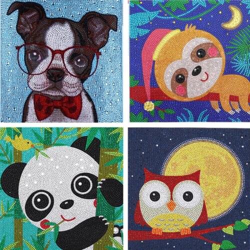 5D DIY Diamond Painting Animal Special-Shaped Acrylic 30x30 Full Paper Bag Roll-Up Frameless 1-30 Dog Owl Panda Monkey Crystal