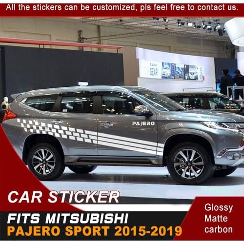 Car Decals Side Body Racing Stripe Graphic Vinyl Cool Car Sticker Fit For MITSUBISHI PAJERO Sport SUV 2015 2016 2017 2018 2019