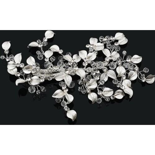 Generous Silver color Leaf Tiara Wedding Hair Clip Comb Crystal Bridal Heawear Hair Accessories Jewelry Handmade
