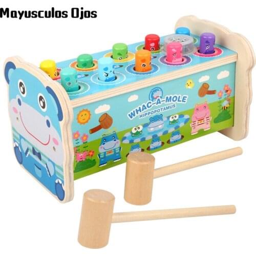 Wooden Children Multifunctional Hippo-beating Hamster Toddler Baby Hand-eye Coordination Early Education Educational Toys